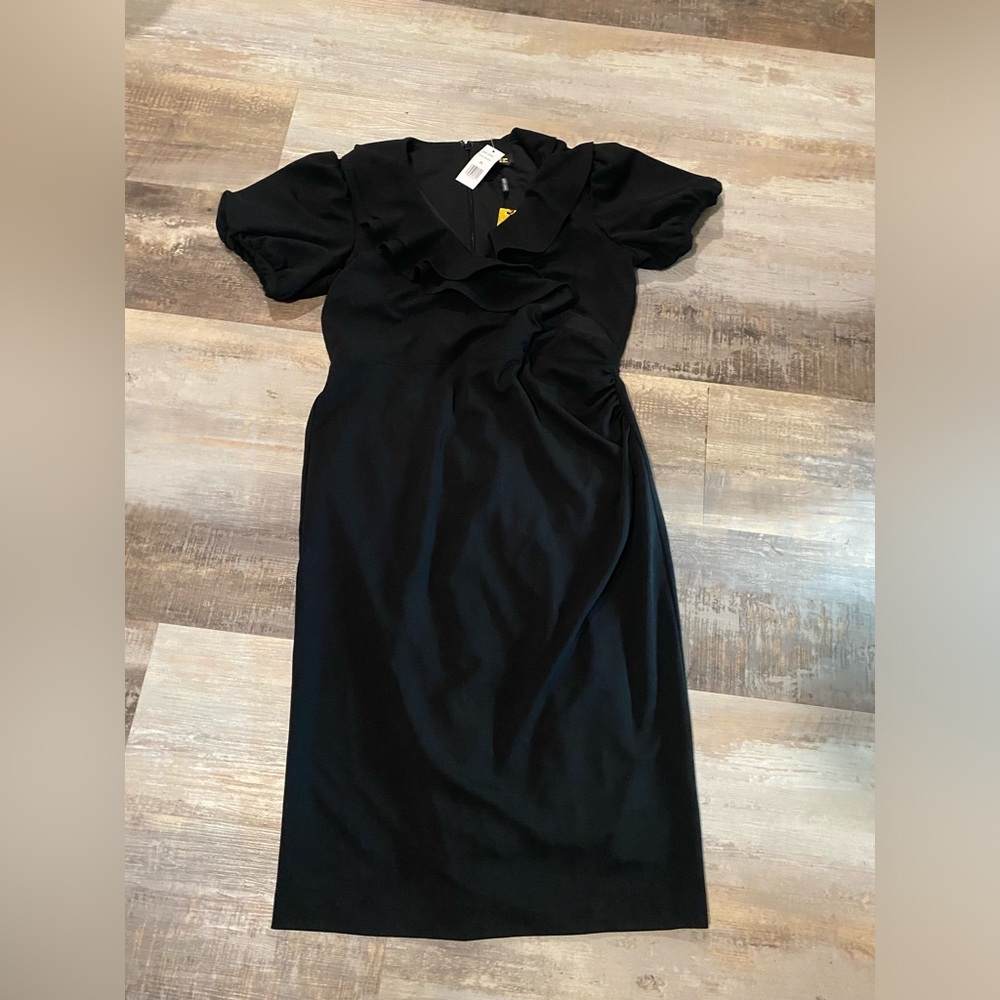 Alexia Admor Black Ruched Sheath Midi Dress